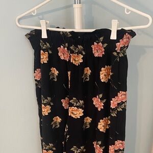 Floral Black Flare Pants
